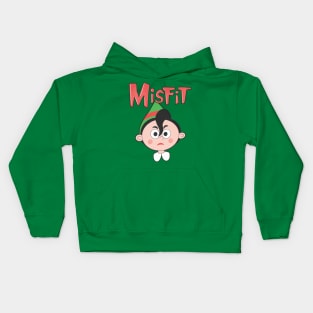 Misfit Elf 3 Red and Green Kids Hoodie